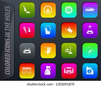 Car wash colored icons in the holes easily adapt to any background