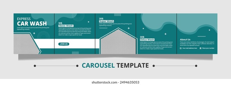 Car Wash Creative Carousel Template Social Media Post 
