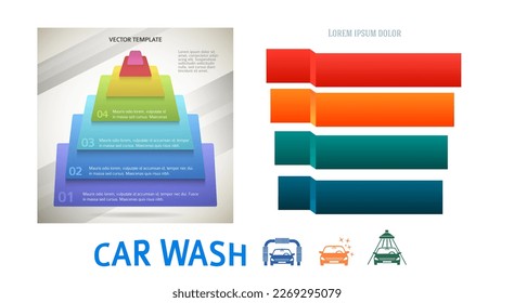 Car wash design elements background with icons on color stripe. Modern business presentation template for car-wash business. Abstract vector illustration eps 10 can be used for web banner