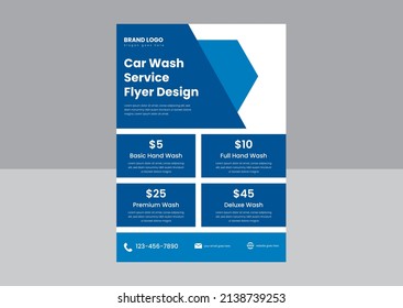 Car Wash  Detailing Services Flyer Poster Design Template. Car Wash Flyer Design In Vector Format. Mobile Car Wash Flyer