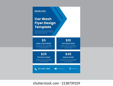 Car Wash  Detailing Services Flyer Poster Design Template. Car Wash Flyer Design In Vector Format. Mobile Car Wash Flyer