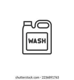 Car wash detergent line icon. linear style sign for mobile concept and web design. Wash jerry can canister outline vector icon. Symbol, logo illustration. Vector graphics