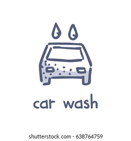 car wash doodle icon