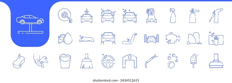 car wash equipment lines icon collection design vector