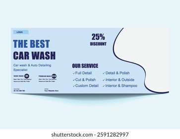 Car Wash Facebook Cover and Banner Template | Customizable Social Media Design.Perfect for showcasing services, promotions, and branding. Easy to edit for social media success.