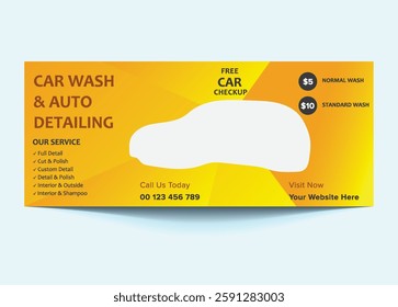 Car Wash Facebook Cover and Banner Template | Customizable Social Media Design.Perfect for showcasing services, promotions, and branding. Easy to edit for social media success.