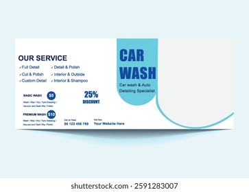 Car Wash Facebook Cover and Banner Template | Customizable Social Media Design.Perfect for showcasing services, promotions, and branding. Easy to edit for social media success.