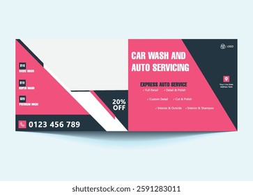 Car Wash Facebook Cover and Banner Template | Customizable Social Media Design.Perfect for showcasing services, promotions, and branding. Easy to edit for social media success.