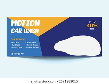 Car Wash Facebook Cover and Banner Template | Customizable Social Media Design.Perfect for showcasing services, promotions, and branding. Easy to edit for social media success.