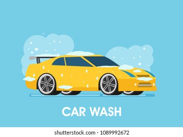 Car wash. Flat design vector illustration.