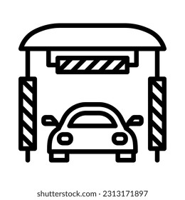 Icono de línea plana de lavado de coches. Signo de esquema para concepto móvil y diseño web, tienda