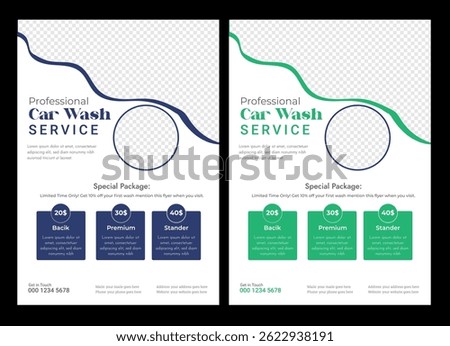 Car wash flyer and banner template bundle. Auto detailing service promotional web banner with pricing, packages, and modern layout. Social media post design. 