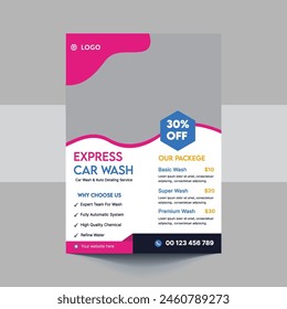 Car Wash Flyer, Car Cleaning Service template, a4 car wash service flyer, automobile wash service leaflet design, Car Wash Business Promotion Poster