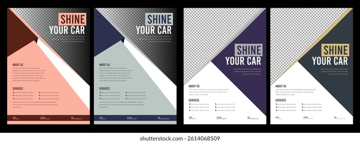 Car Wash Flyer Car Cleaning Service Banner vector layout design for car wash service. Rent Business Flyer,