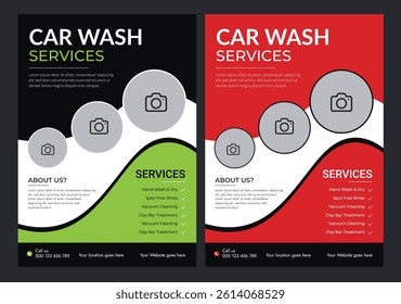 Car Wash Flyer Car Cleaning Service Banner vector layout design for car wash service. Rent Business Flyer,