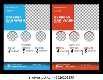 Car wash flyer it color is red and blue Cleaning Service flyer,  service flyer template, Marketing template for car washing company, Wash Flyer Design Template, , Washing