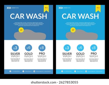 Car wash flyer design. Automotive repair service poster template. Auto detailing service leaflet design Modern  car wash, car workshop, rent car flyer template design suitable for bro