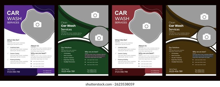 Car Wash Flyer Design Bundle. Car Wash Company Services Flyer, Car Wash poster templates, A4 size, Car Wash Flyer Design Template.
