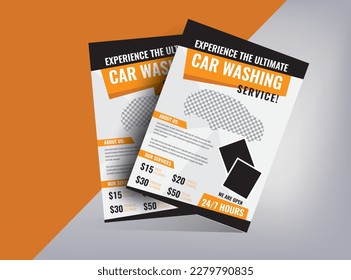 Car Wash Flyer Design Template, Car Cleaning Service flyer, Washing flyer, automobile wash leaflet, detailing flyer layout design.
