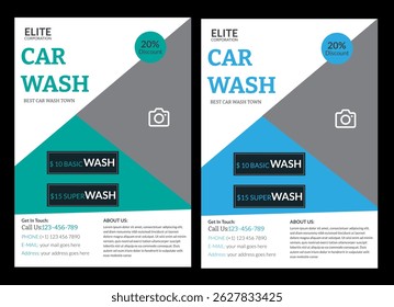 Car wash flyer design template bundle. Car wash and detailing service poster leaflet design bundle Car Wash Flyer Poster Layout bundle editable template