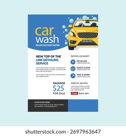 Car wash flyer poster template design 