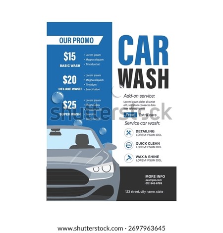 Car wash flyer poster template design 