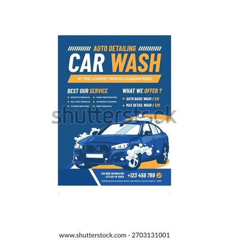 Car wash flyer poster template design