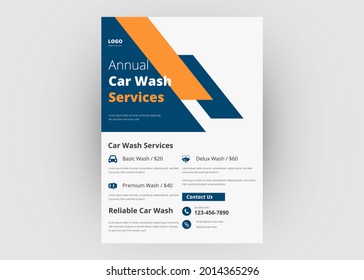 Car wash flyer template design. Automobile car wash poster leaflet design. Car cleaner flyer template.