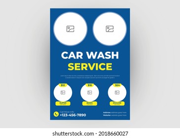 Car wash flyer template design. Automobile car wash poster leaflet design. Car cleaner flyer template.
