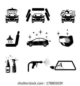 Car wash. Four variants car wash icons set.