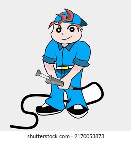 Car wash guy cute character vector