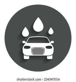 Car wash icon. Automated teller carwash symbol. Water drops signs. Gray flat button with shadow. Modern UI website navigation. Vector
