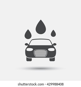 Car wash icon. Automated teller carwash symbol. Water drops signs. Flat carwash web icon on white background. Vector