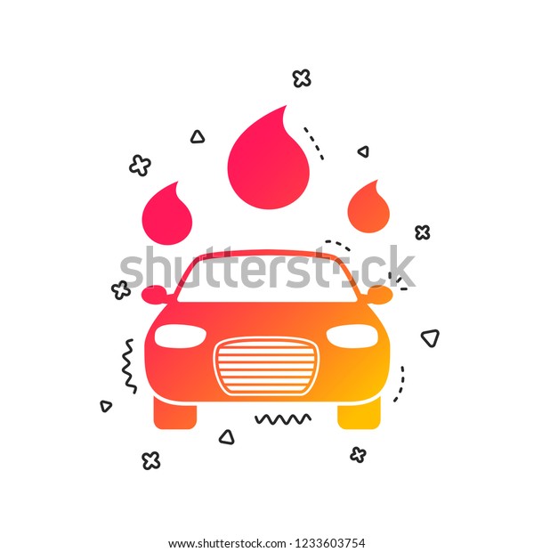 Car wash icon. Automated teller carwash symbol.\
Water drops signs. Colorful geometric shapes. Gradient carwash icon\
design.  Vector