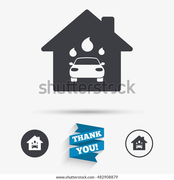 Car\
wash icon. Automated teller carwash symbol. Water drops signs. Flat\
icons. Buttons with icons. Thank you ribbon.\
Vector