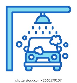 Icono de lavado de coche azul Ilustración vectorial