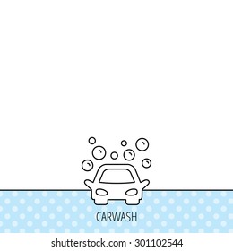 Car wash icon. Cleaning station sign. Foam bubbles symbol. Circles seamless pattern. Background with icon. Vector