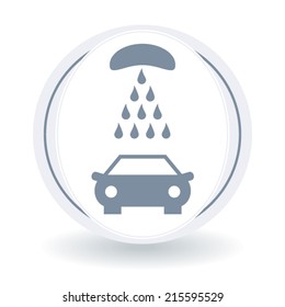 Car wash icon concept and creative blue design isolated on white background sticker