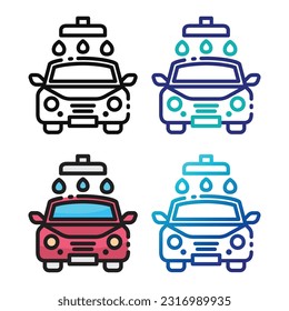 Car wash icon design in four variation color