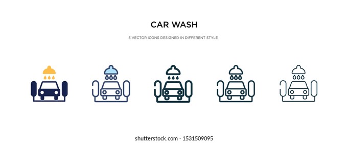 car wash icon in different style vector illustration. two colored and black car wash vector icons designed in filled, outline, line and stroke style can be used for web, mobile, ui
