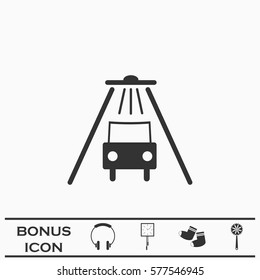 Car wash icon flat. Black pictogram on white background. Vector illustration symbol and bonus button
