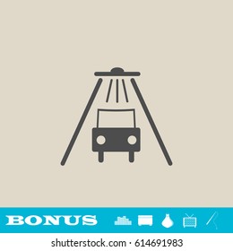 Car wash icon flat. Grey pictogram on light background. Vector illustration symbol and bonus button real estate, ottoman, vase, tv, fishing rod