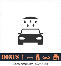 Car wash icon flat. Simple vector symbol and bonus icon