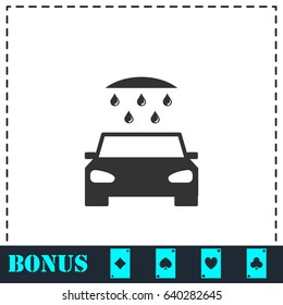 Car wash icon flat. Simple vector symbol and bonus icon