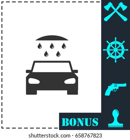 Car wash icon flat. Simple vector symbol and bonus icon