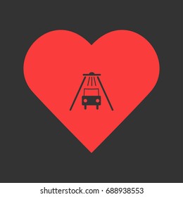 Car wash icon flat. Simple pictogram on heart background. Vector illustration symbol