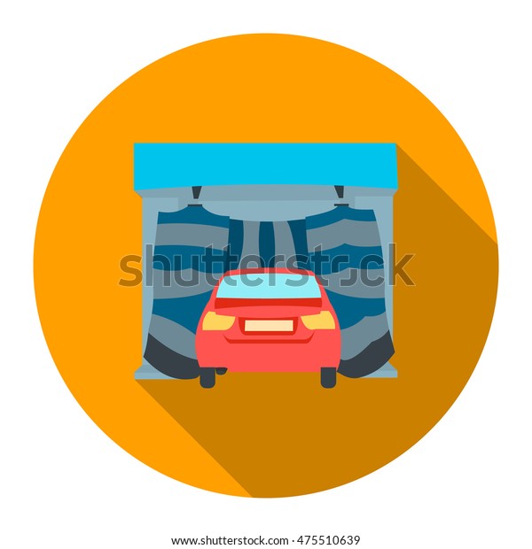 Car wash icon flat. Single silhouette\
auto parts icon from the big car flat - stock\
vector