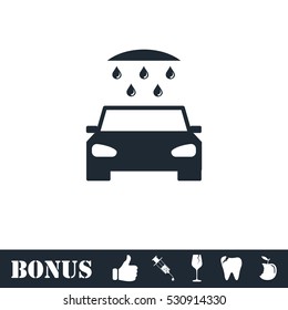 Car wash icon flat. Vector illustration symbol and bonus pictogram