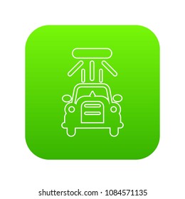 Car wash icon green vector isolated on white background