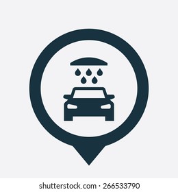 car wash icon map pin on white background 